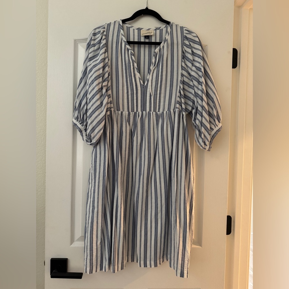 Universal Thread Goods Co Striped Cotton Puff‑Sleeve Dress – Size L